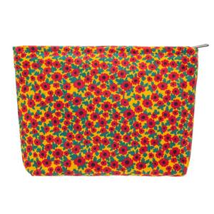 lot 16290 image: PAZIMIIK Makeup Bag Large Zipper Corduroy Make Up Pouch for Purse Travel Canvas Cosmetic Organizer for Women Brush Storage,Floral Red - Retail $8