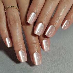 lot 16292 image: SHANGMENG Cat Eye Nude Press on Nails Square - Soft Gel Fall Press on Nails Short for Women Gift, Fit Perfectly and Natural Stick on Nails with Glue in 16 Sizes - 32 Reusable Fake Nails, Light Nude - Retail $15