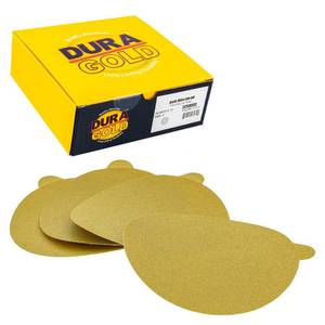 lot 16300 image: Dura-Gold Premium 6 Gold PSA Sanding Discs - 120 Grit, Box of 50 - Self Adhesive Stickyback Sandpaper for DA Sander, Finishing Coarse-Cut Abrasive - Sand Automotive Car Paint, Woodworking Wood, Metal - Retail $21in