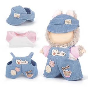 lot 16304 image: SOOBEEKE 17cm Doll Clothes Set � 3PCS Outfit with Hat, Top and Overalls � Small Doll Clothes and Accessories for 15� 17 cm Dolls � NO Doll Included � Great for Display, Play or Gift - Retail $8