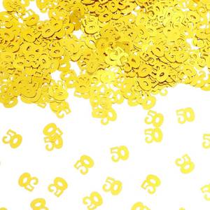 lot 16305 image: Grevosea 50th Birthday Confetti, Happy Birthday Table Decorations 50th Anniversary Decorations Gold Confetti for Table 50 Years Old Birthdays Wedding Anniversary Party Supplies (15g) - Retail $5