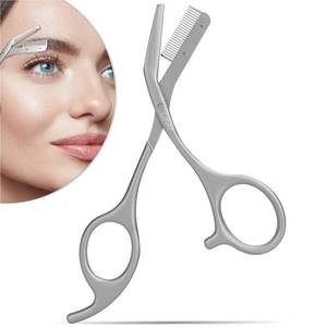 lot 16307 image: Eyebrow Trimming Scissors with Combs, Eyebrow Trimmers, Gifts for Men Women Stocking Stuffers, Stainless Steel Gray - Retail $10