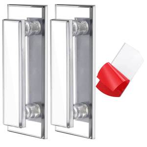 lot 16312 image: Weysat 2 Pcs Mirror Closet Door Pulls Handle Adhesive Self Stick Acrylic Drawer Handle Knob Large Clear Instant Stick on Knobs for Closet Cabinet Wardrobe Windows Dresser Sliding Door (5 x 2 Inch) - Retail $13