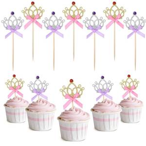 lot 16313 image: 12PCS Gold and Silver Glitter Crown Cupcake Toppers, Glitter Princess Cake Pick Decorations, Tiara Cake Cupcake Topper, Glitters Queen Crown Cupcakes Picks for Wedding Birthday Baby Shower Party Decor - Retail $5