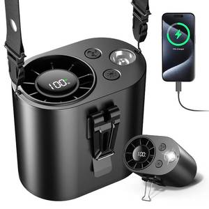 lot 16318 image: Portable Waist Fan,10 Speeds Personal Fan Clip On Fans for Shirt,10000mAh Rechargeable Neck Fans With LED Display, 3 Lights Mode Wearable Belt Fans for Men Women Gifts Outdoor, Camping, Travel, Beach - Retail $17