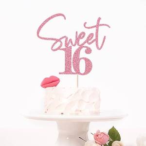 lot 16344 image: Bejotaa Sweet 16 Cake Toppers - Glitter Sweet 16 Birthday Cake Topper,16th Birthday Cake Topper,16th Birthday Cake Topper, (pink)&nbsp