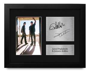 lot 16348 image: HWC Trading Jared Padalecki and Jensen Ackles Supernatural Framed Gifts Printed Signed Autograph Picture for TV Show Fans - US Letter Size - Retail $30