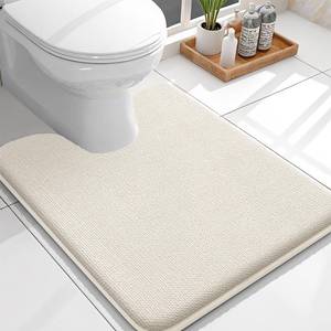 lot 17127 image: OLANLY Toilet Rugs U-Shaped 24x20, Extra Soft Absorbent Thick Memory Foam Contour Bathroom Rugs, Dry Quickly, Machine Washable, Non-Slip Toilet Bath Mat, Home Decor Accessories, Ivory - Retail $22