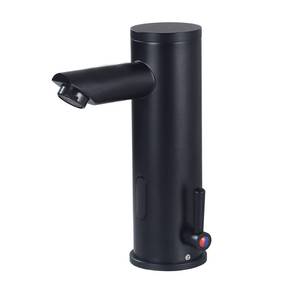 lot 17130 image: HHOOMMEE Automatic Touchless Bathroom Sink Faucet Motion Activated Sensor Hands Free Auto Off 1 Hole Commercial Infrared Brass Basin Faucets Adjustable Cold Hot Single Handle Water Mixer Matte Black - Retail $73