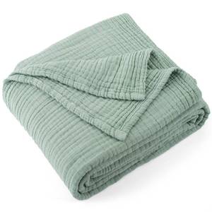 lot 17131 image: Carriediosa 100percent Cotton Muslin Throw Blanket 108 X 90in King Size 4-Layers Summer Gauze Throws for Bed Couch Soft Lightweight Breathable Linen Blankets Bedspread for Adults All Season Sage Green - Retail $60