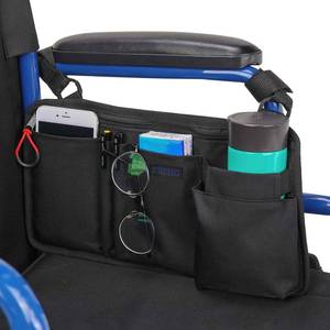 lot 18090 image: ZHCHG Wheelchair Side Bag with Cup Holder, Wheelchair Armrest Pouch Accessories for Walker, Rollator, Electric Scooter Wheelchairs, Ideal Gift for Mothers Day and Fathers Day - Retail $17