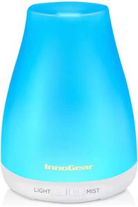 lot 2201 image: InnoGear Essential Oil Diffuser, Ultrasonic Diffusers for Home Aromatherapy Humidifier for Bedroom Room 7 Colors LED 2 Mist Mode Auto Off, Basic White - Retail $14