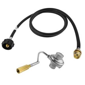 lot 2210 image: BMMXBI Roadtrip Swaptop Grill Regulator with 5 FT Propane Adapter Hose Replacement Parts for Coleman Roadtrip Swaptop Grill Coleman C001, 5010000743, 9942A5251, 9949 Series - Retail $30