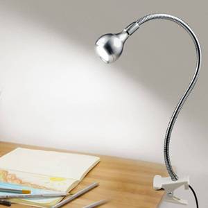 lot 2212 image: Weltition LED Desk Lamp Clip On Light,360Flexible Gooseneck and Clamp Reading Task Light ,Night Light Clip On for Desk, Bed, Headboard and Computers Silver - Retail $8