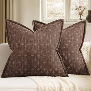 lot 2219 image: MIULEE Decorative Burlap Linen Throw Pillows Covers 20x20 Inch Dark Coffee Vintage Couch Pillow Covers Outdoor Modern Farmhouse Pillowcase Woven Textured Cushion Cases for Sofa Bed Livingroom - Retail $23