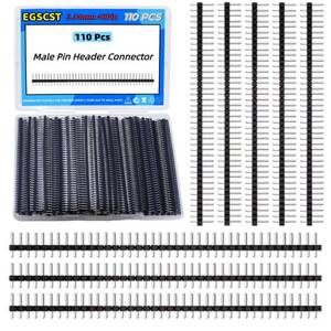 lot 2223 image: EGSCST 110PCS 2.54mm 40Pin Straight Single Row Male Pin Headers Connector 0.1inches Breakaway Stackable Header Pins Connectors for Arduino Prototype Shield and Electronic PCB Board - Retail $9