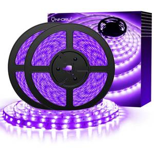 lot 2226 image: Onforu 32.8ft LED Black Light Strip Kit, 600 Units Lamp Beads, 12V Flexible Blacklight Fixtures, 10m Ribbon, Non-Waterproof for Glow Party, Indoor Birthday, Body Paint,Halloween - Retail $14