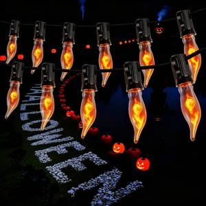 lot 2227 image: Hobbynors Spooky Halloween Decorations Outdoor,25Ft Vintage Flickering Flame String Lights,12 C18 Bulbs for a Haunted Glow,Waterproof and UL-Listed for Porch, Party and Eerie Ambiance - Retail $20