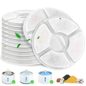 lot 2234 image: Cat Water Fountain Filter, 12 Pcs Replacement Cat Fountain Filters Dia is 5, 3-Filtration System Round Carbon Cats Filters Compatible with 81oz2.4L Round Automatic Pet Fountain Water Dispenser - Retail $14