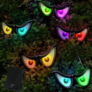 lot 2235 image: WATERGLIDE Outdoor Halloween Decoration Flashing Spooky Eyes Lights, 5 Pairs Battery Operated Light Up Peeping Eyeball Auto Color Changing, for Yard, Lawn, Graveyard Scenes and Party - Retail $18