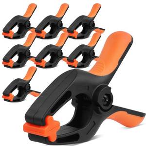 lot 2237 image: HORUSDY 8-Pack Spring Clamps Heavy Duty, 5-inch Large Plastic Clamps for Crafts with 2-38Inch Jaw Opening for DIY, Gluing, Clamping and Securing - Retail $12