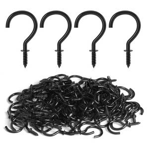 lot 2240 image: RELBRO Screw Hooks, 1 Inch Metal Screw in Cup Hooks, Black, 100 Pcs - Retail $7