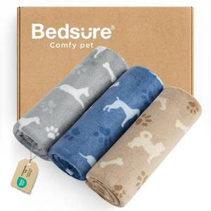 lot 2251 image: Bedsure 1 Pack 3 Pet Blankets, Super Soft Fluffy Premium Fleece Flannel Portable Throw Dog Blankets for Small Dogs, Printed Cat Puppy Blanket GreyBrownBlue Small(23x16 inch) - Retail $10