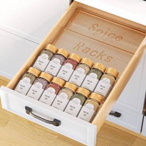 lot 2260 image: PanPanPal Spice Drawer Organizer, 2 Tier- 2 Pack Amber Acrylic Drawer Seasoning Organizer, Expandable From 11 to 22 Kitchen Spice Rack Organizers and Storage for Drawer (Jars not included) - Retail $17