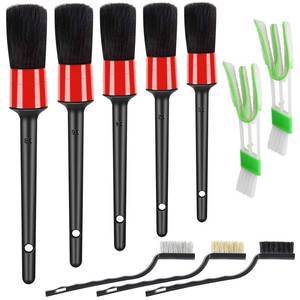 lot 2272 image: HMPLL 10pcs Auto Car Detailing Brush Set Car Interior Cleaning Kit Includes 5 Boar Hair Detail Brush,3 Wire Brush, 2 Air Vent Brush for Cleaning Car Interior Exterior, Dashboard Engines Leather Wheel - Retail $7