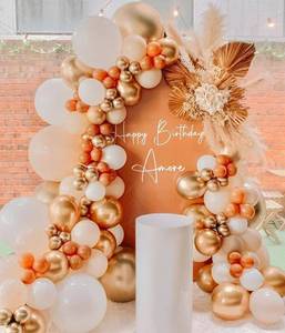 lot 2280 image: PageebO Orange and Gold Balloon Garland Arch Kit-141Pcs Cream White Orange Gold Balloons for Birthday Thanksgiving Day Wedding Decoration Baby Shower Decorations Birthday Party Decoration - Retail $10