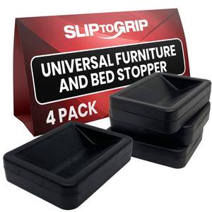 lot 2285 image: SlipToGrip 4-Pack Bed and Furniture Stoppers to Prevent Sliding - Wheel Stopper for Furniture and Bed Frame Wheel Stoppers - No Slip Stopper for Chairs, Desks, Sofas - Protects All Floors - Black - Retail $10
