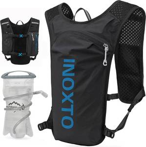 lot 2290 image: INOXTO Running Hydration Vest Backpack,Lightweight Insulated Pack with 1.5L Water Bladder Bag Daypack for Hiking Trail Running Cycling Race Marathon for Women Men (Black Blue) - Retail $26