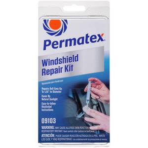 lot 2301 image: Permatex 09103 Automotive Windshield Repair Kit For Chipped And Cracked Windshields. Permanent Air-Tight Repairs, With Repair Syringe and Plunger,  Kit - Retail $14