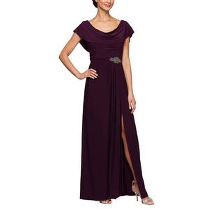 lot 2302 image: Alex Evenings Womens Long Cowl Neckline Mother of The Bride Dress, Formal Event Gown Regular Sizes, Eggplant, 12 Petite