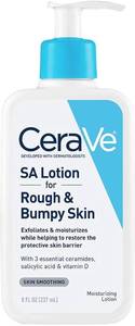 lot 2307 image: CeraVe SA Lotion for Rough and Bumpy Skin, Vitamin D, Hyaluronic Acid, Lactic Acid and Salicylic Acid Lotion, Fragrance Free and Allergy Tested, 8 Ounce - Retail $18