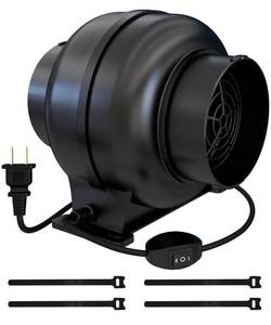 lot 2314 image: Artibear 3.5 Inch 168 CFM Inline Duct Ventilation Fan with 2 Speed Controller, Air Vent Blower for Hydroponic Grow Tent, Greenhouse, Workshop, Attics, Basement, Kitchens, Black - Retail $24
