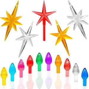 lot 2331 image: KonohaELF Ceramic Christmas Tree Replacement LightsBulbs, Ceramic Tree Medium Multicolor Twist Light Ornaments(117 Bulbs5 Topper Star) - Retail $10