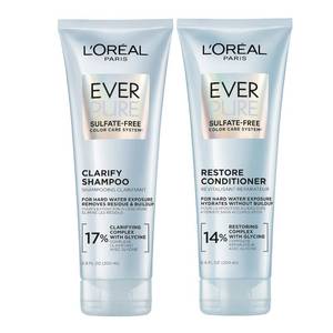 lot 2338 image: LOreal Paris Clarify and Restore Sulfate Free Shampoo and Conditioner Set with Antioxidants for Hard Water Exposure and Styling Build-up, EverPure, 1 Hair Care Kit - Retail $22