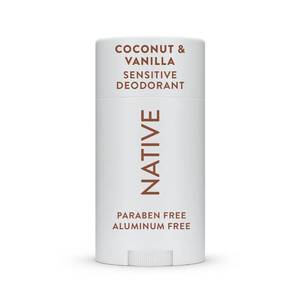 lot 2345 image: Native Sensitive Deodorant Contains Naturally Derived Ingredients, 72 Hour Odor Control  Deodorant for Women and Men, Aluminum Free with Baking Soda, Coconut Oil and Shea Butter, Coconut and Vanilla - Retail $13