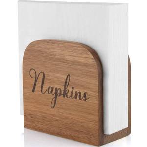 lot 4002 image: Napkin Holder for Table, ALELION Acacia Wooden Napkin Holders for Kitchen, Napkin Holder for Kitchen Dining Room Table Decor, Upright Wood Napkin Dispenser for Indoor and Outdoor Use - Retail $12