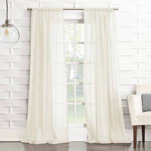 lot 4003 image: No. 918 Tayla Crushed Texture Semi-Sheer Rod Pocket Curtain Panel, 50 x 63in, Cream Off-White - Retail $14