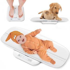 lot 4020 image: Baby Scale, Multifunctional Baby Weight Scale, Pet Scale for Puppy, Cat, Adult Scale Up to 330lbs, Accurate Digital Scale with Hold Function, 27-inch Height Measurement, 5 Units, LED Screen - Retail $44
