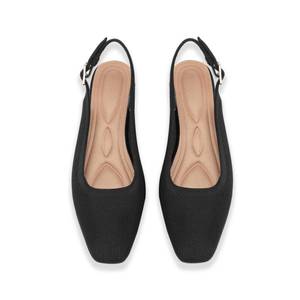 lot 4021 image: Oexuios Flats for Women Square Toe Knit Foldable Ballet Ankle Strap Womens Fat Shoes Comfortable Dress Slip On Womens Shoe for Casual Office Work Black, Size 41 - Retail $27