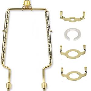 lot 4039 image: 8 9 10 11 12 inch Lamp Shade Harp Holder, ALUCSET Adjustable Lamp Harp Kit, Fit Both Standard Lamp Rod and E14 E26 E27 Light Base UNO Fitter Adapter Converter Finial Set, Lampshade Bracket - Retail $13