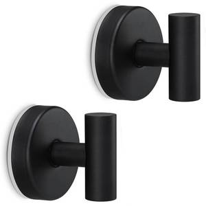 lot 4044 image: Towel Hooks Shower Suction Hook Towel Hanger for Bathroom Hanging Coat, Robe, Removable Wall Mounted Hook for Bedroom Kitchen Hotel Pool Matte Black(2-Pack) - Retail $10