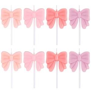 lot 4046 image: Nuanchu 8 Pack Pink Bow Candles Coquette Birthday Decoration Cute Bow Candlesticks for Coquette Shower Baby Bridal Shower Wedding Party Cake Decorations - Retail $10