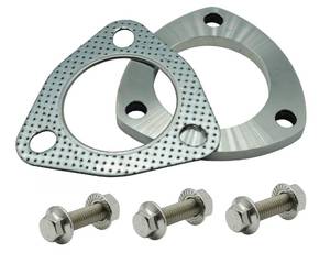lot 4049 image: SHINTONES 2.5 Inch 3-Bolt Exhaust Flange Connection Kit, Flange and Gasket for Exhaust Turbo Downpipe Catback Headers Stainless Steel 63mm - Retail $13