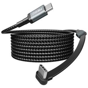 lot 4058 image: USB C to USB C Cable 10ft, 60W Type C Charger Fast Charging, Nylon Braided Right Angle USB C Cable, 90 Degree C Cord Charger for iPhone 1615 Pro Max, Apple MacBook Pro, iPad, Pixel, Samsung Etc. - Retail $15