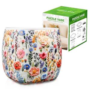 lot 4061 image: 3D Puzzles,96 Unique Flower Vase Puzzle Pieces for Adults, Curved Plastic Vase Exquisite Decorative Gift for Flower Arrangements and Home Decoration,Crafts for Adults (Luxuriant Flowers) - Retail $24