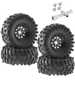 lot 4069 image: ARRCat Aluminum RC 1.9 Beadlock Wheel Rims and Tires for 110 RC Crawler Car SCX10 SCX10 II 90046 SCX10 III AXI03007 SCX10 Pro TRX4 TRX6 D90 Gen78 VS4-10 MST CFX,1.9 Beadlock Wheels and Tires,Black - Retail $37